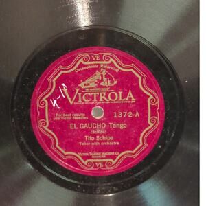 Vintage 78 Record LP Album Disc Shellac  Vinyl Tito Schipa 1372 Renowned Tenor